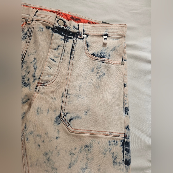 VON DUTCH PARIS Luke Denim Pants Men Pink Wash Distressed Streetwear Jeans Acid - Picture 5 of 9